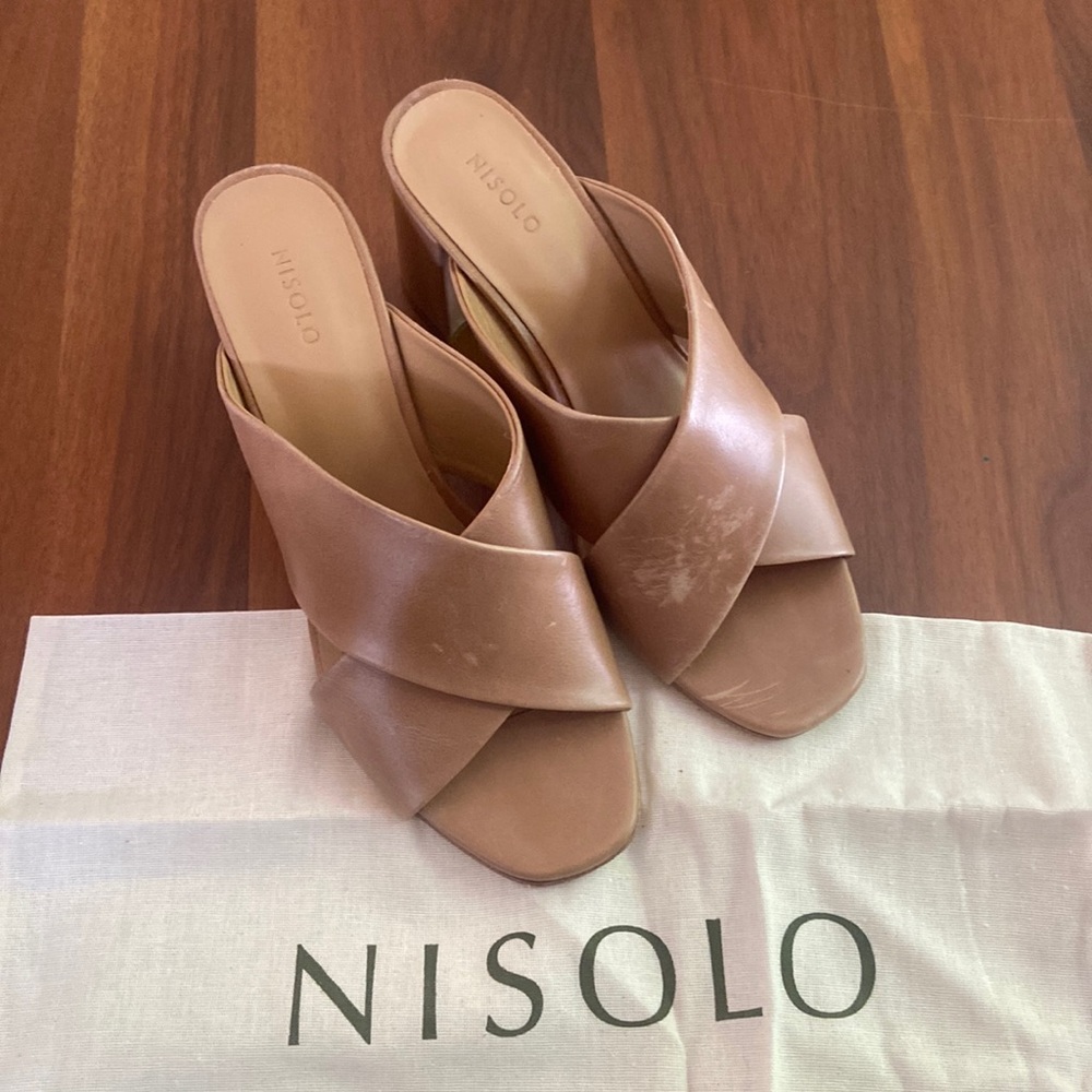 Nisolo Carina Cross Strap Mule Almond 8.5